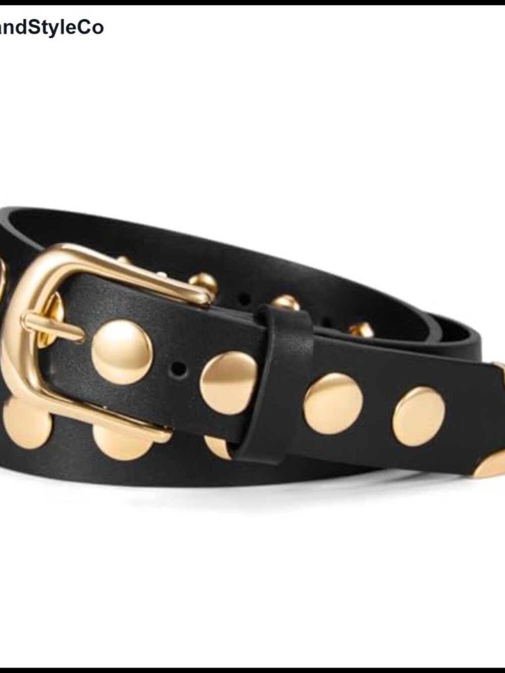 Women's PU Leather Belt with Gold Buckle, Adjustable Fit for Jeans
